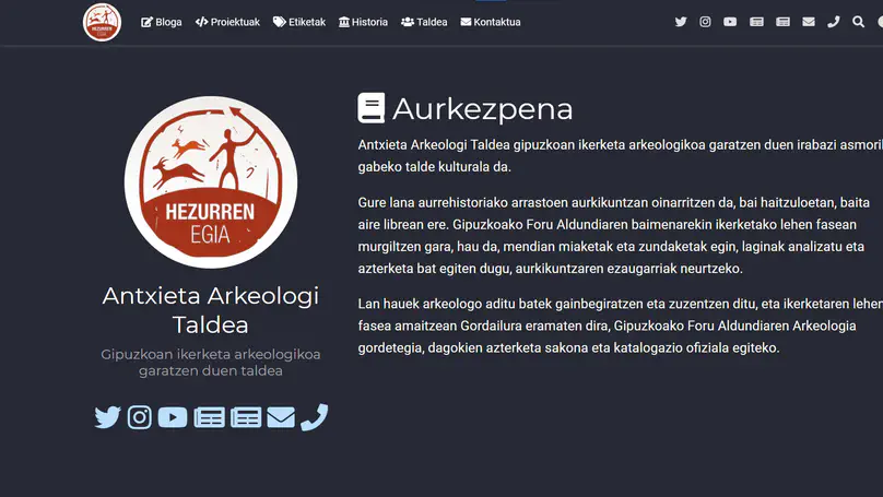 Antxieta Arkeologi Taldea Website