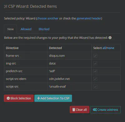 Report URI CSP Wizard