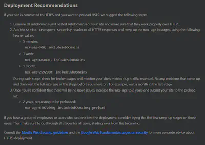 HSTS Preload Deployment Recommendations