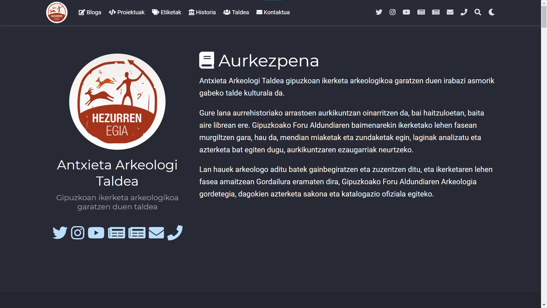 Antxieta Arkeologi Taldea Webgunea | Julen Etxaniz