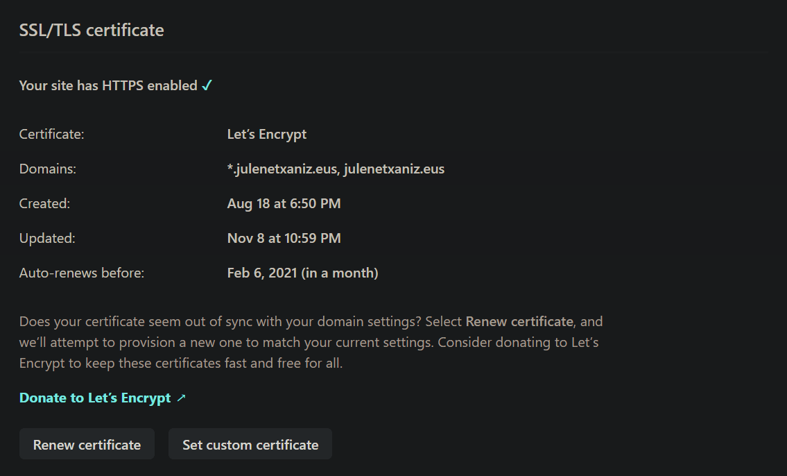 SSL/TLS Certificate Netlify