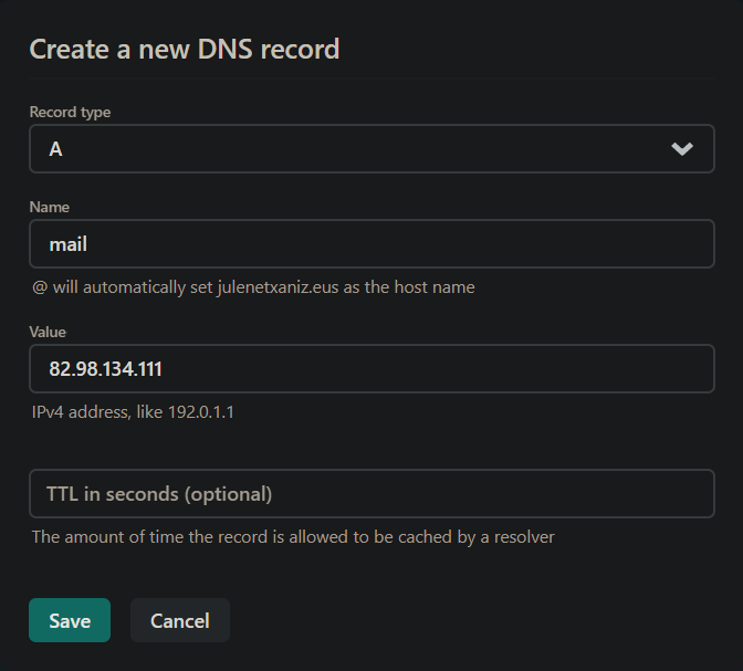 A DNS record