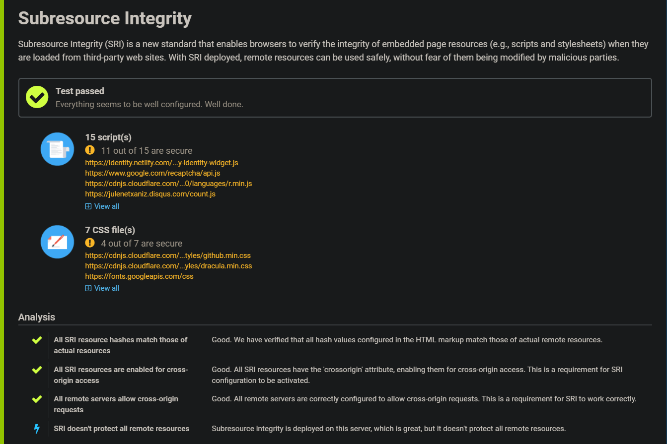 Hardenize Subresource Integrity