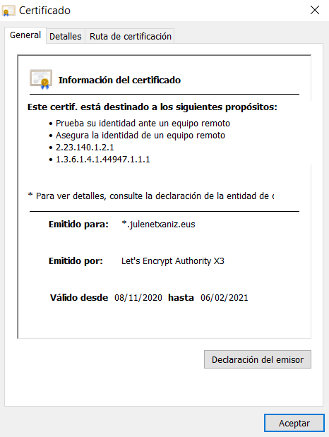 Let's Encrypt SSL/TLS Certificate