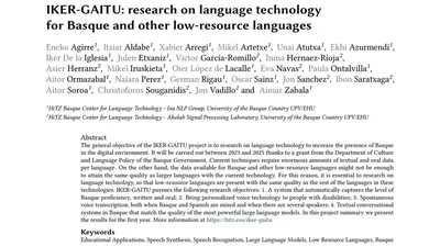IKER-GAITU: research on language technology for Basque and other low-resource languages featured image