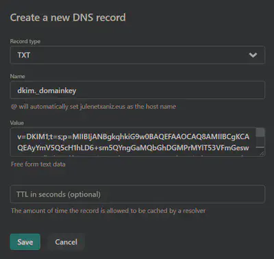 DKIM DNS record